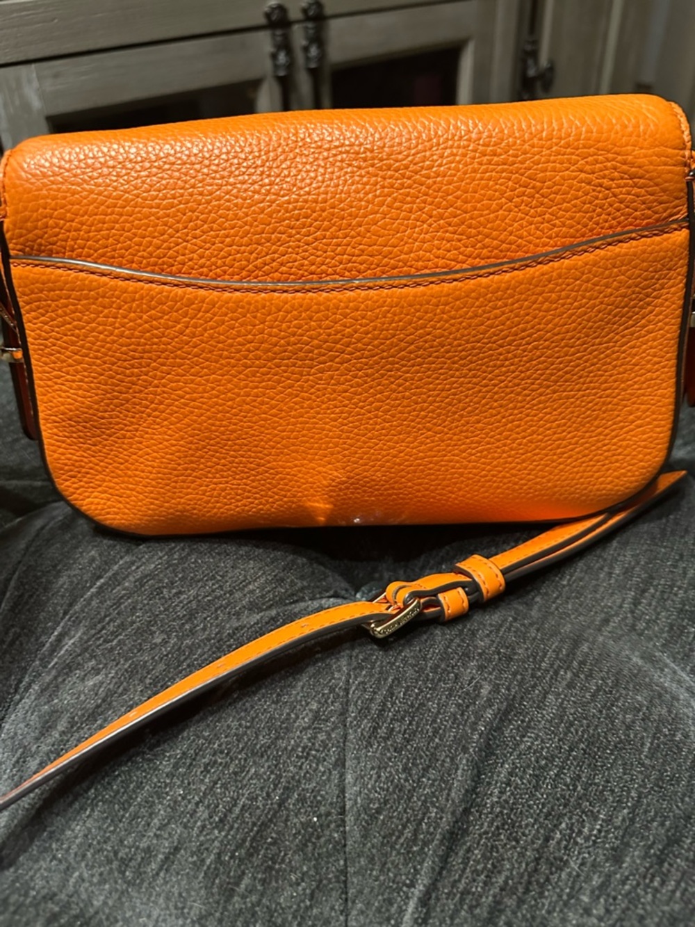 Michael Kors Orange Pebbled Leather Crossbody Bag - Picture 6 of 14